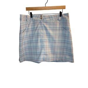 Nike Golf Dri-FIT Plaid Skort Womens 14 Light Blue Purple Athletic Skirt Shorts